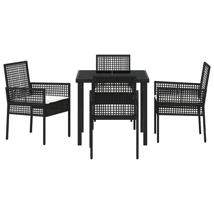 Have Spisebordssæt med pude 5 pcs Sort Poly rattan