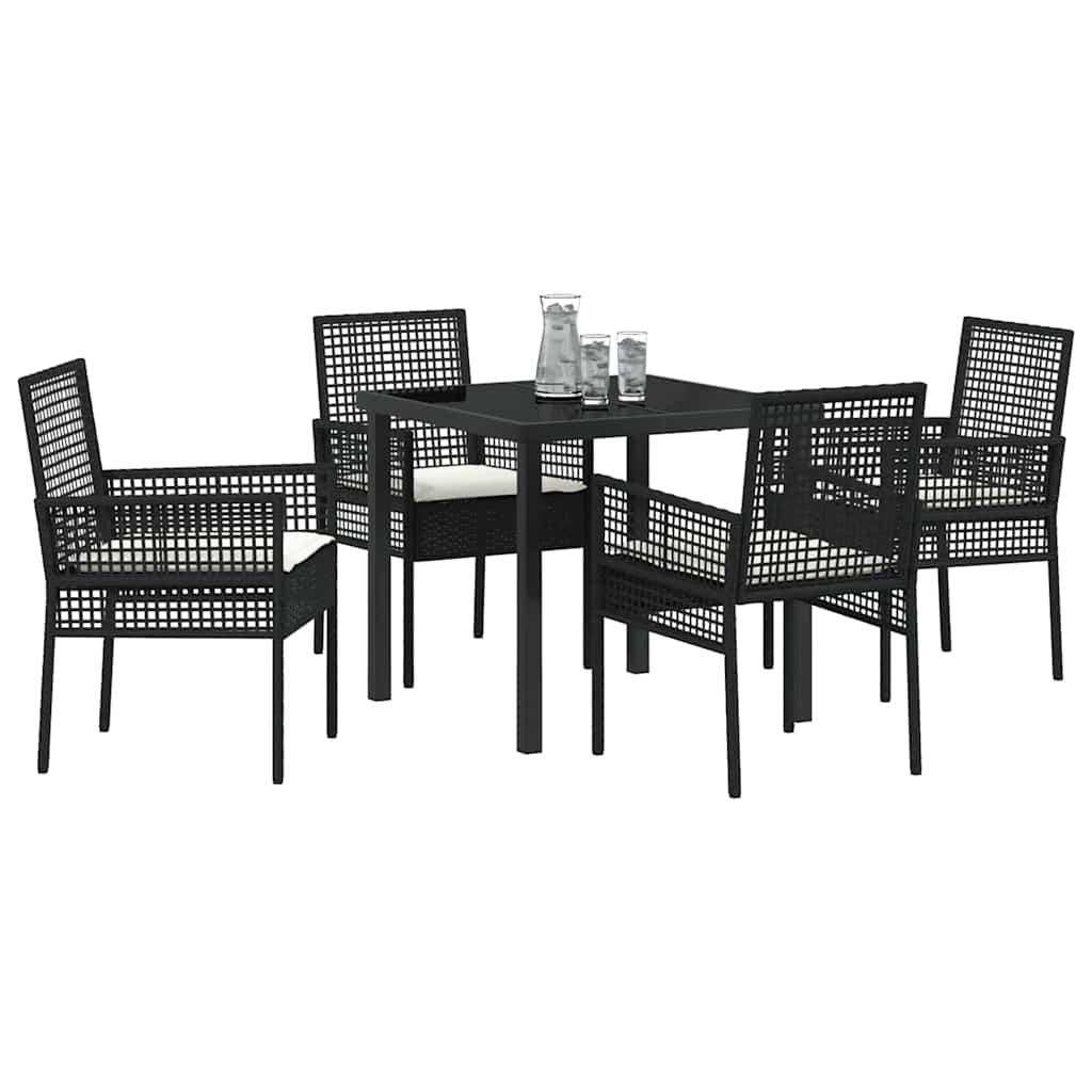 Have Spisebordssæt med pude 5 pcs Sort Poly rattan