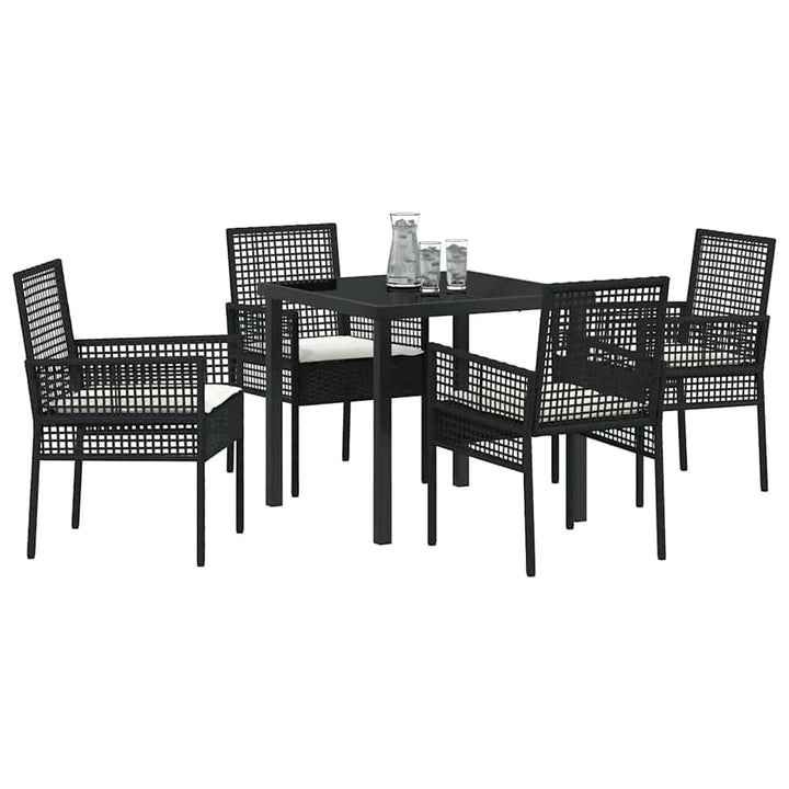 Have Spisebordssæt med pude 5 pcs Sort Poly rattan