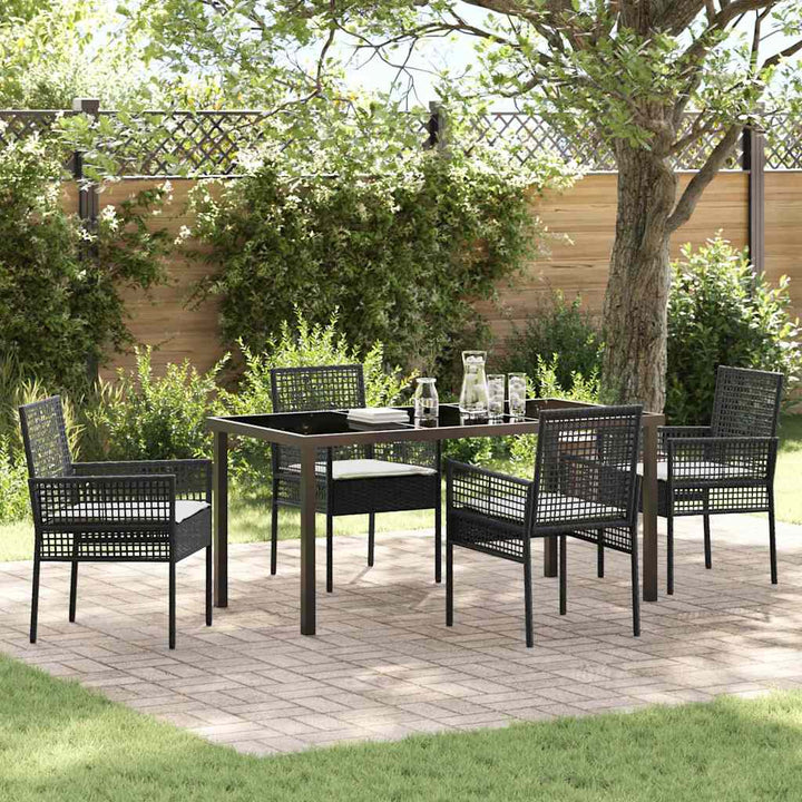 Have Spisebordssæt med pude 5 pcs Sort Poly rattan