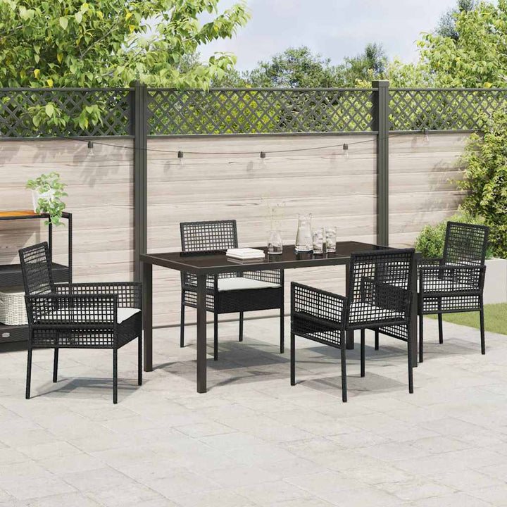 Have Spisebordssæt med pude 5 pcs Sort Poly rattan