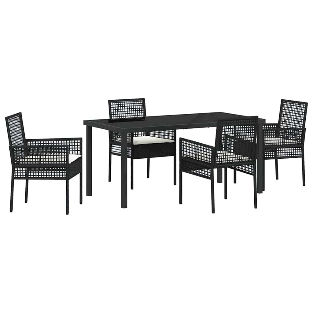 Have Spisebordssæt med pude 5 pcs Sort Poly rattan