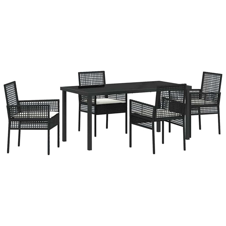 Have Spisebordssæt med pude 5 pcs Sort Poly rattan