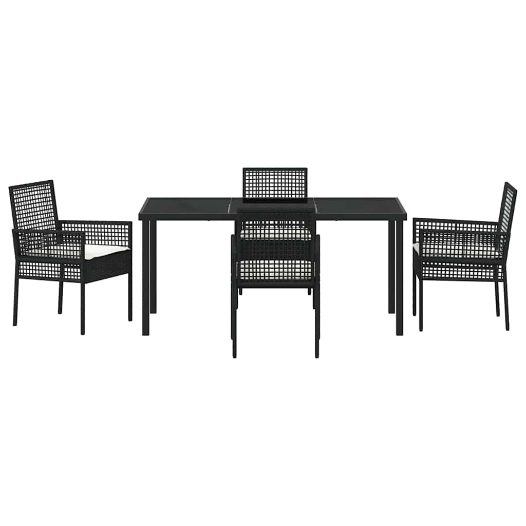 Have Spisebordssæt med pude 5 pcs Sort Poly rattan