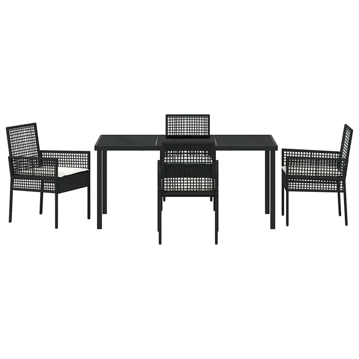 Have Spisebordssæt med pude 5 pcs Sort Poly rattan