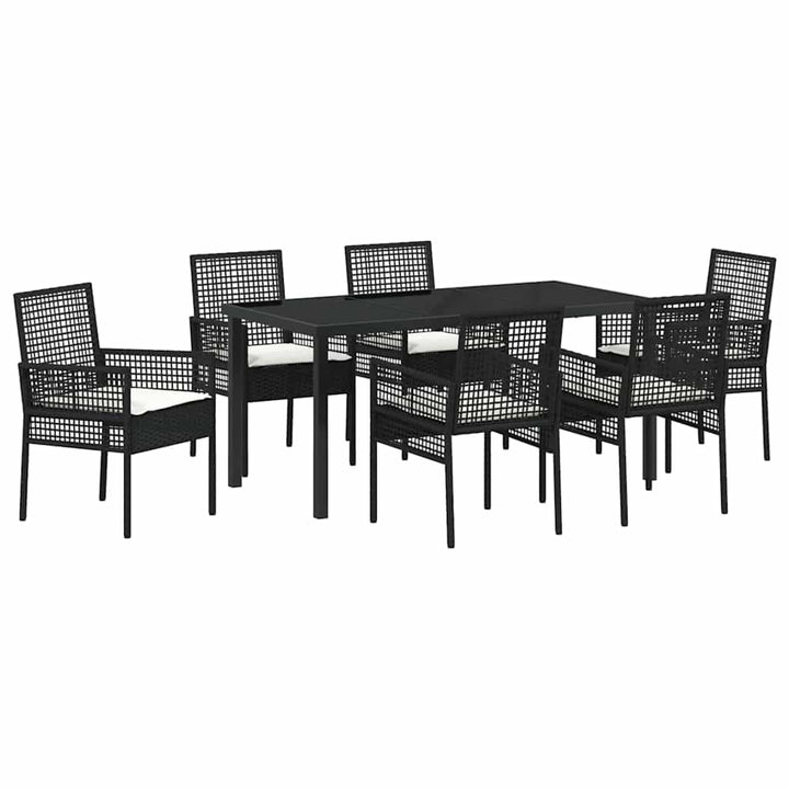 Have Spisebordssæt med pude 7 pcs Sort Poly rattan