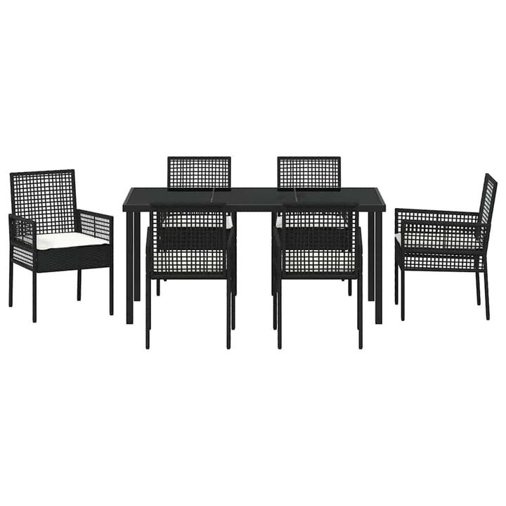 Have Spisebordssæt med pude 7 pcs Sort Poly rattan