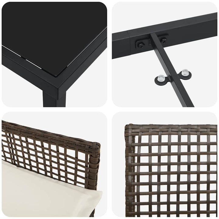 Have Spisebordssæt med pude 5 pcs Brun Poly rattan