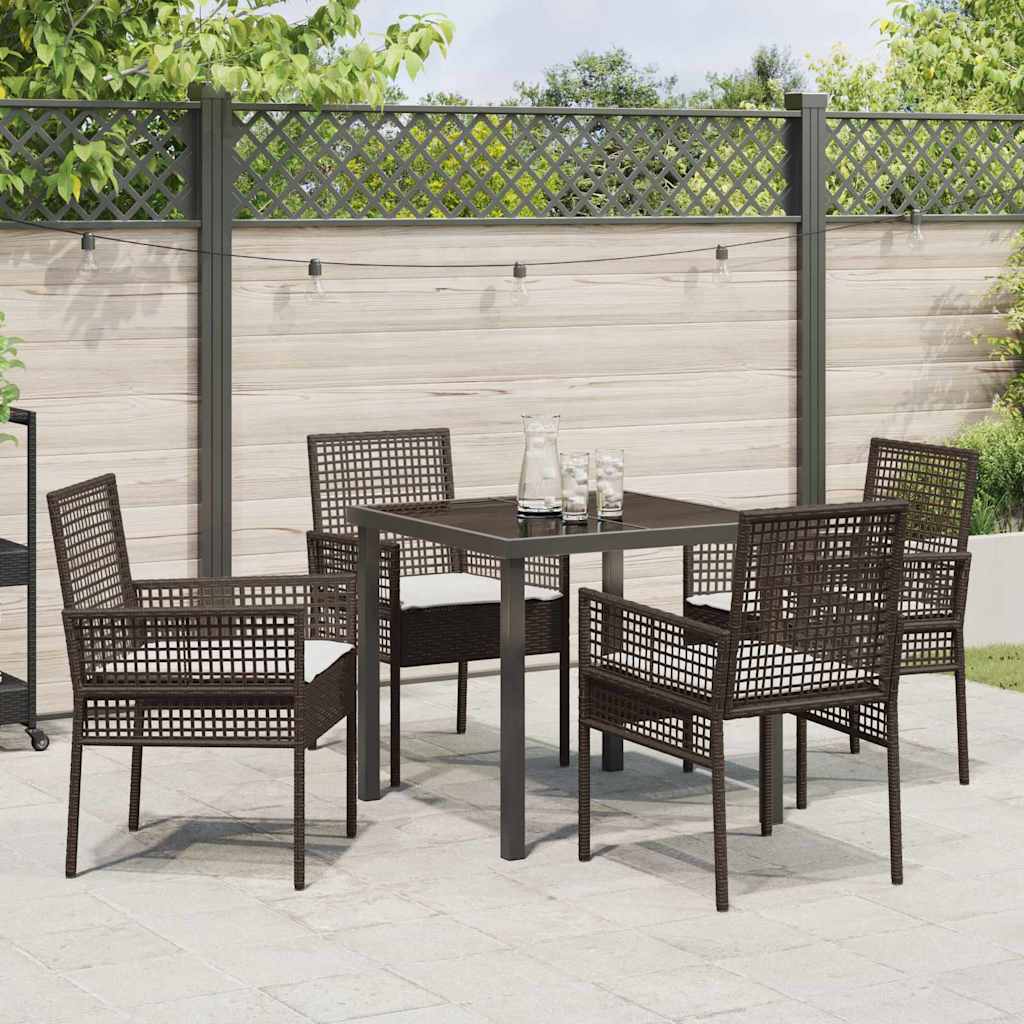 Have Spisebordssæt med pude 5 pcs Brun Poly rattan