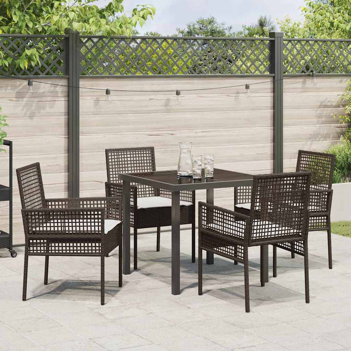 Have Spisebordssæt med pude 5 pcs Brun Poly rattan