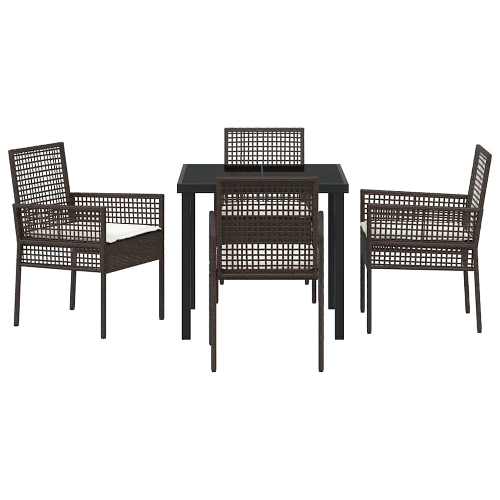 Have Spisebordssæt med pude 5 pcs Brun Poly rattan