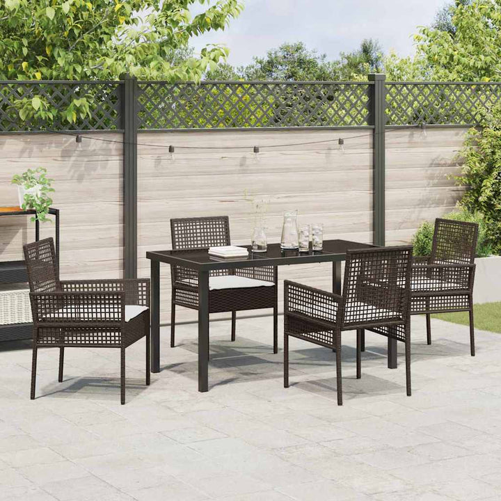 Have Spisebordssæt med pude 5 pcs Brun Poly rattan