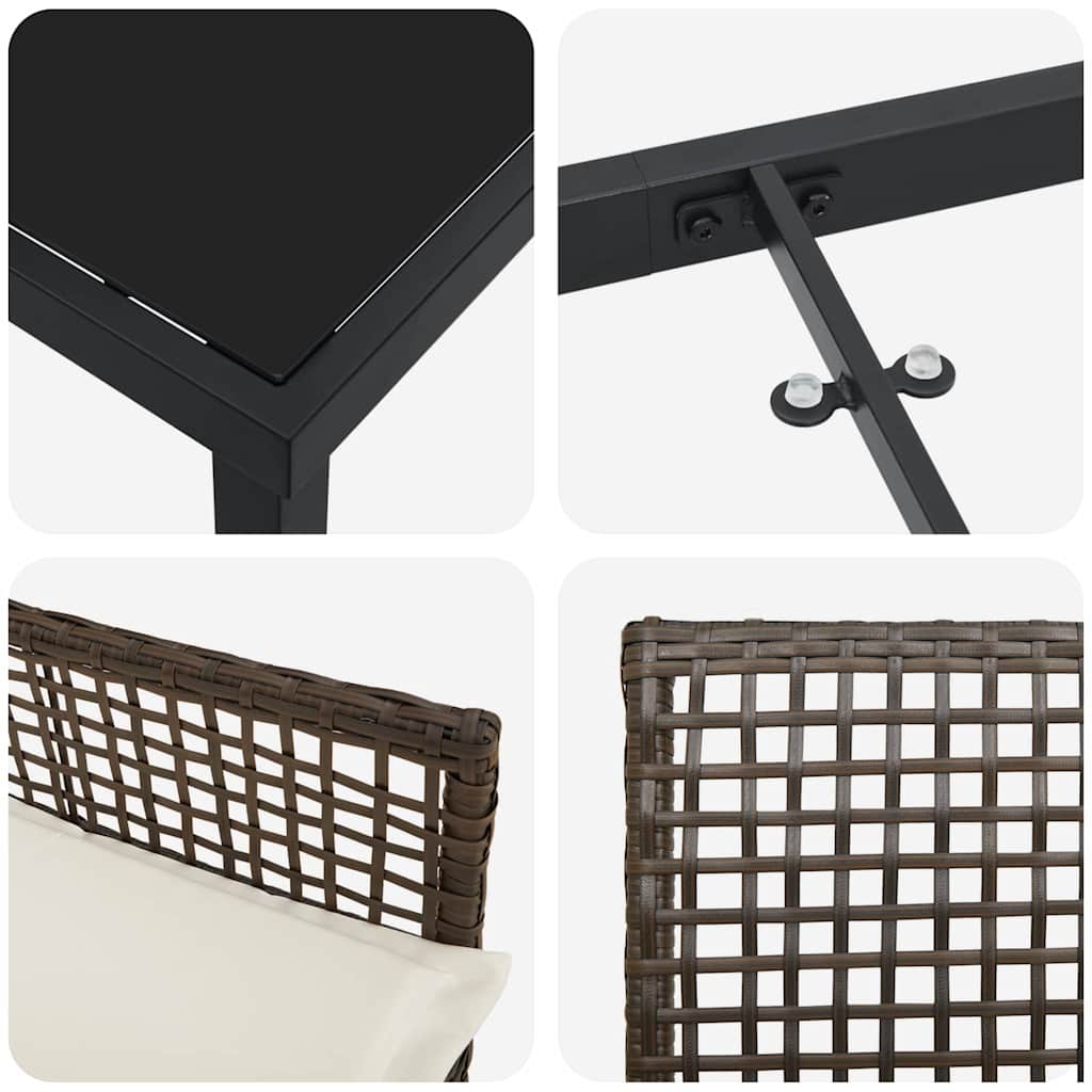 Have Spisebordssæt med pude 5 pcs Brun Poly rattan