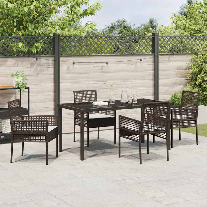 Have Spisebordssæt med pude 5 pcs Brun Poly rattan