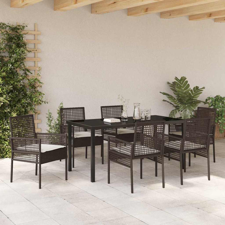 Have Spisebordssæt med pude 7 pcs Brun Poly rattan