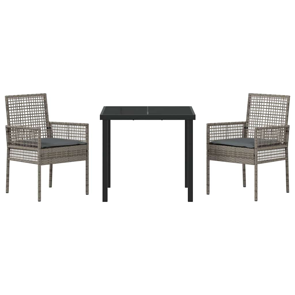 Have Spisebordssæt med pude 3 pcs Grå Poly rattan