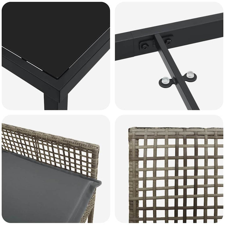 Have Spisebordssæt med pude 5 pcs Grå Poly rattan