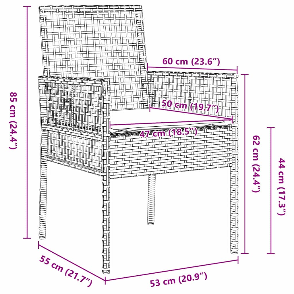 Have Spisebordssæt med pude 5 pcs Grå Poly rattan