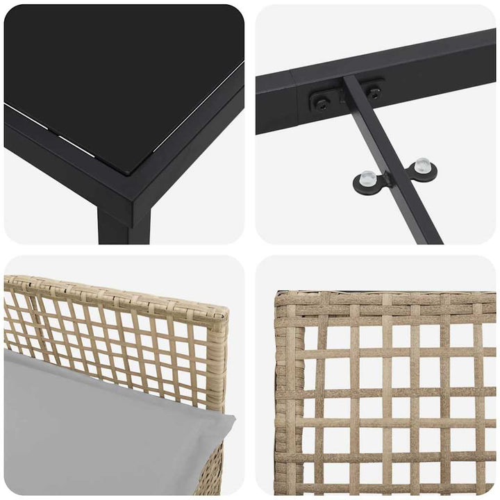 Have Spisebordssæt med pude 5 pcs Beige Poly rattan