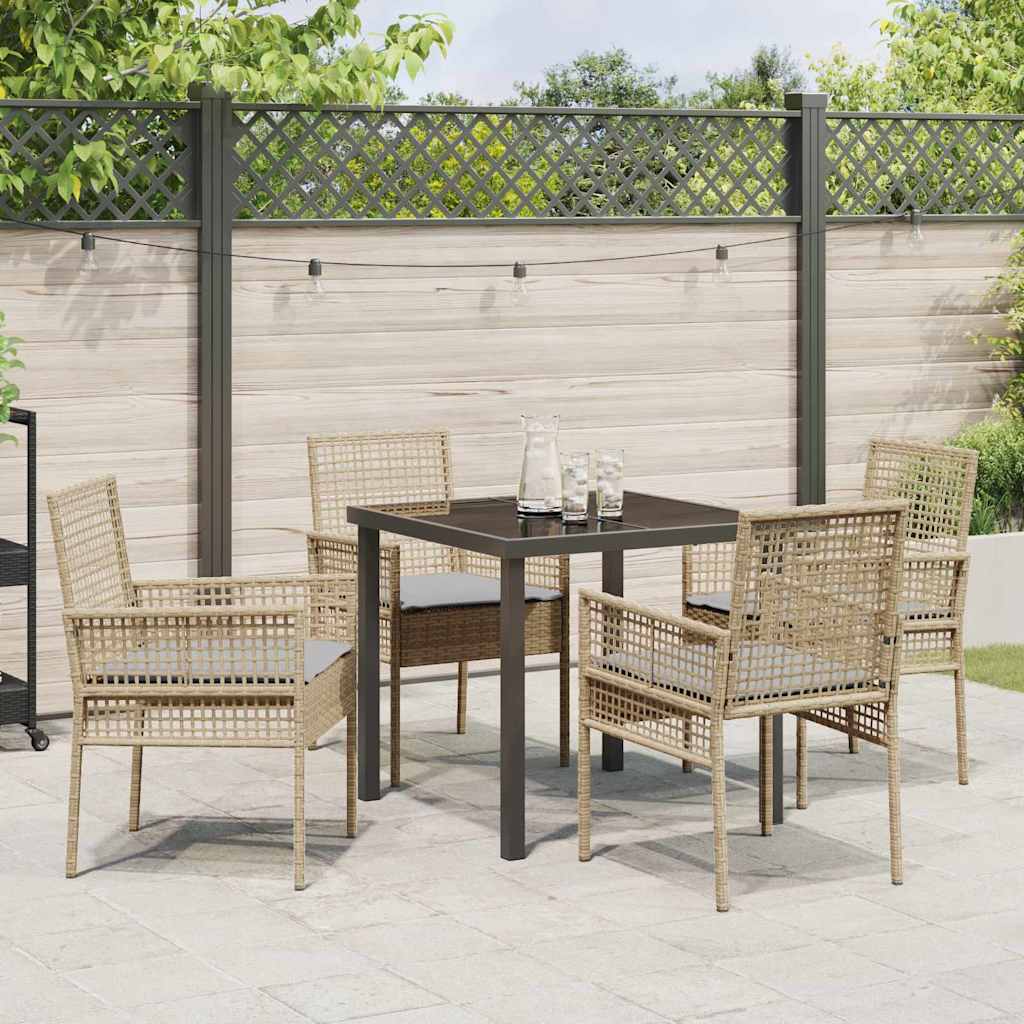 Have Spisebordssæt med pude 5 pcs Beige Poly rattan