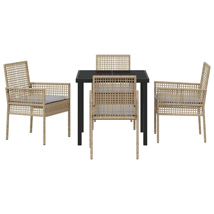Have Spisebordssæt med pude 5 pcs Beige Poly rattan