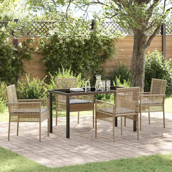 Have Spisebordssæt med pude 5 pcs Beige Poly rattan