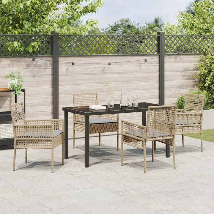 Have Spisebordssæt med pude 5 pcs Beige Poly rattan