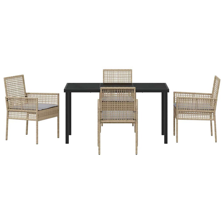 Have Spisebordssæt med pude 5 pcs Beige Poly rattan