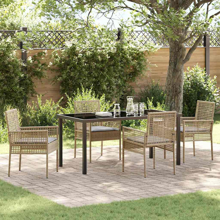 Have Spisebordssæt med pude 5 pcs Beige Poly rattan
