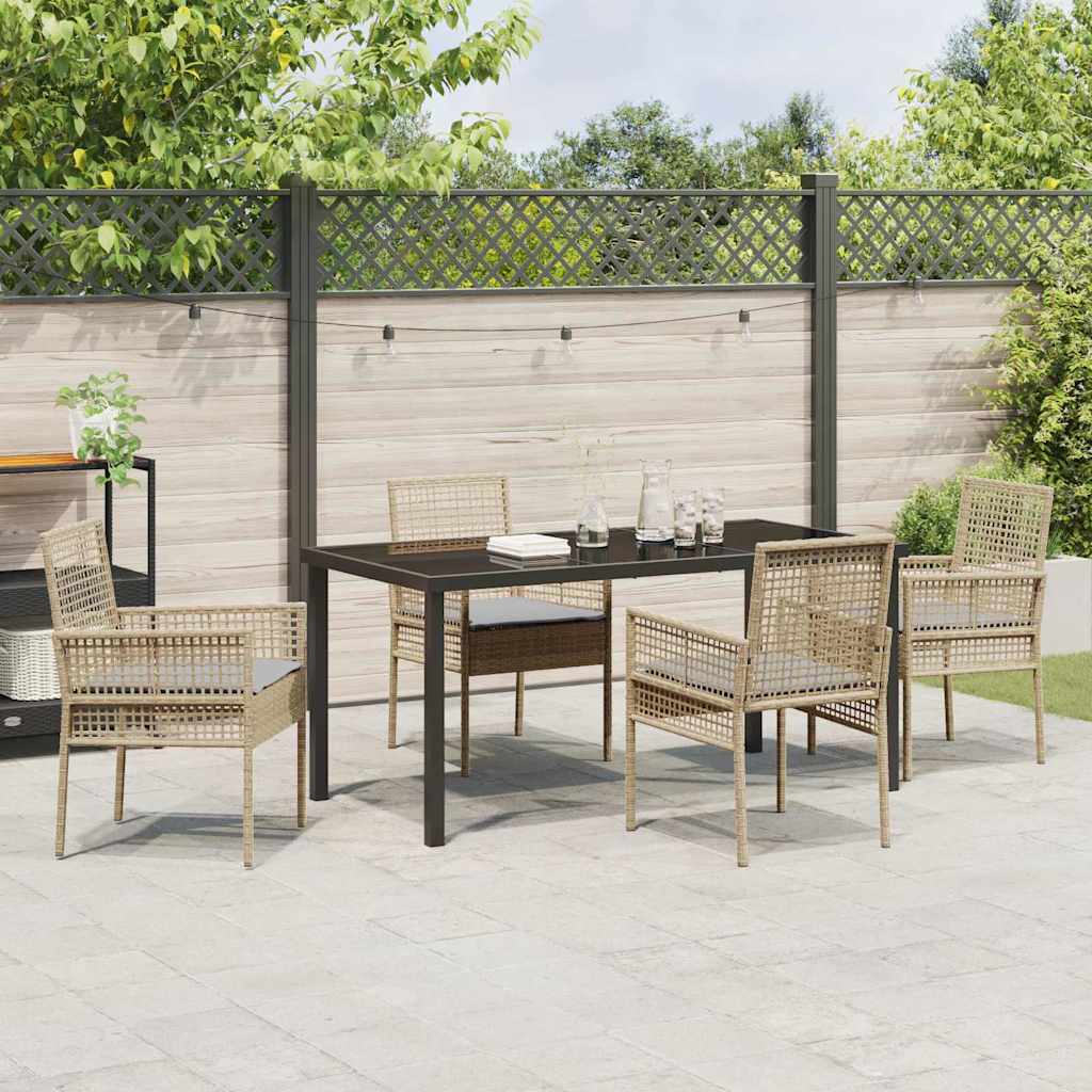 Have Spisebordssæt med pude 5 pcs Beige Poly rattan