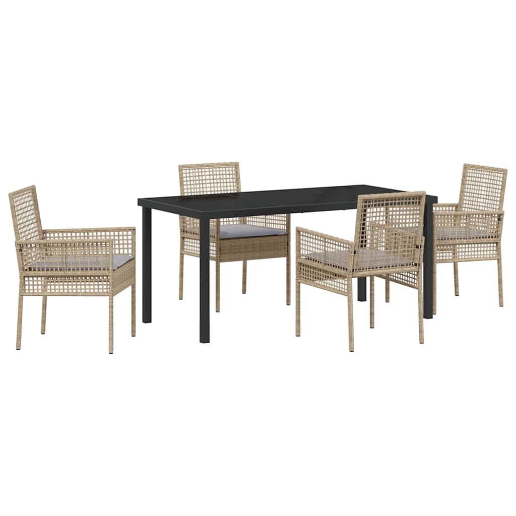 Have Spisebordssæt med pude 5 pcs Beige Poly rattan