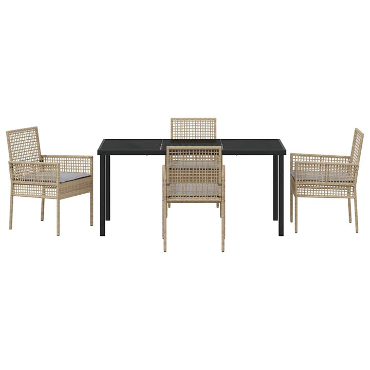 Have Spisebordssæt med pude 5 pcs Beige Poly rattan