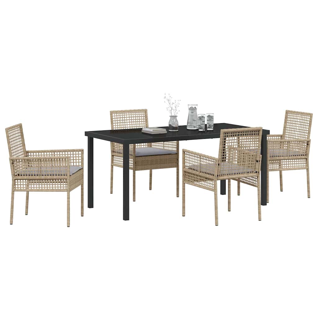 Have Spisebordssæt med pude 5 pcs Beige Poly rattan