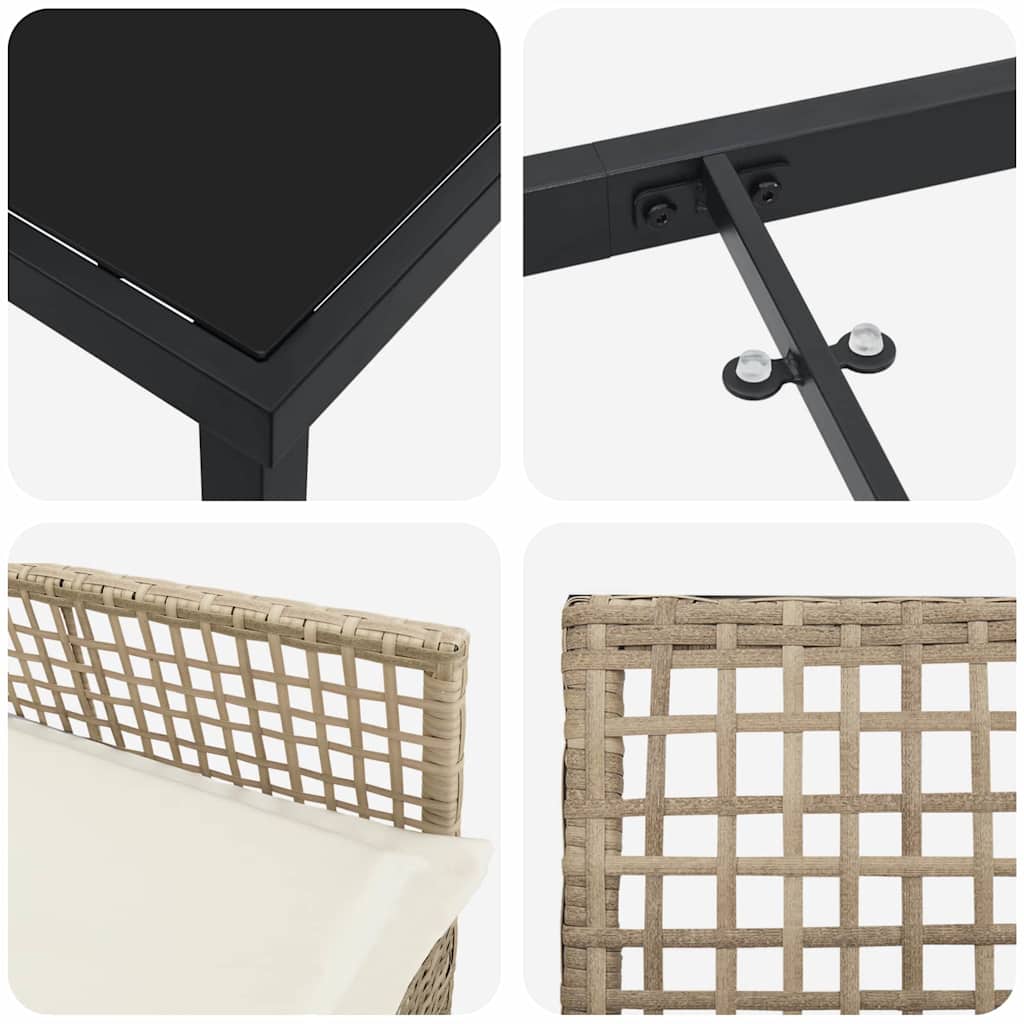 Have Spisebordssæt med pude 3 pcs Beige Poly rattan