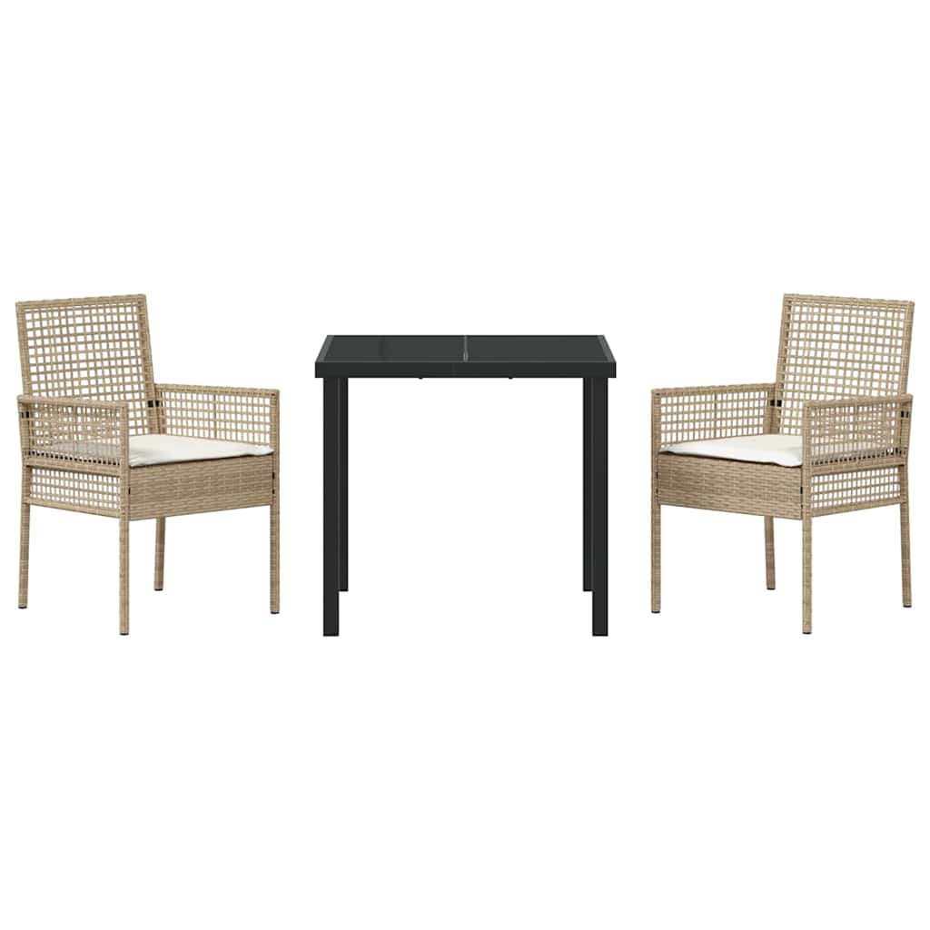 Have Spisebordssæt med pude 3 pcs Beige Poly rattan