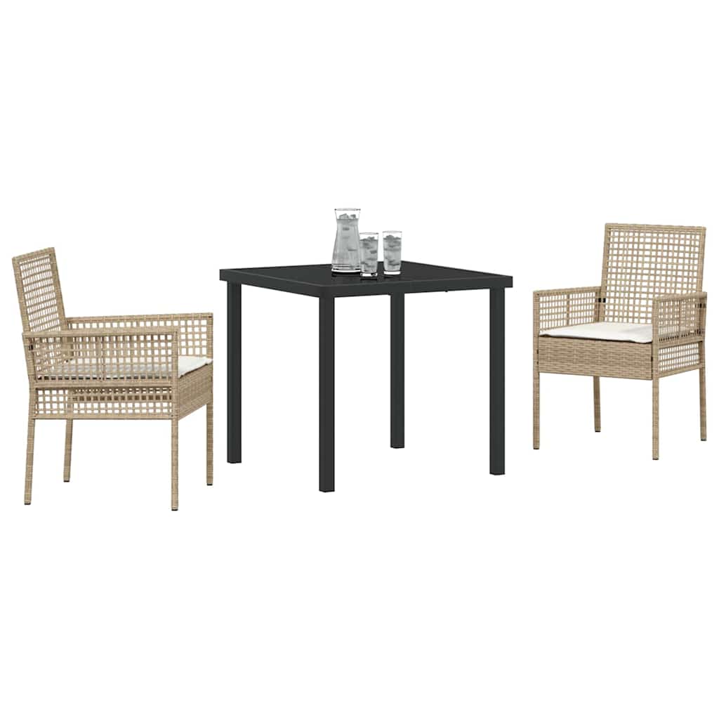 Have Spisebordssæt med pude 3 pcs Beige Poly rattan