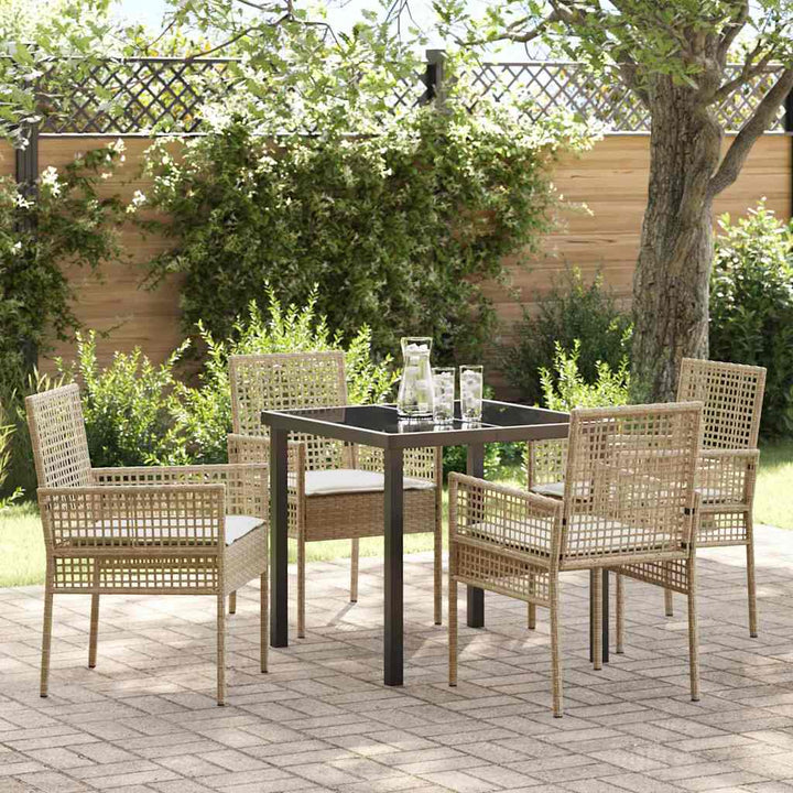 Have Spisebordssæt med pude 5 pcs Beige Poly rattan