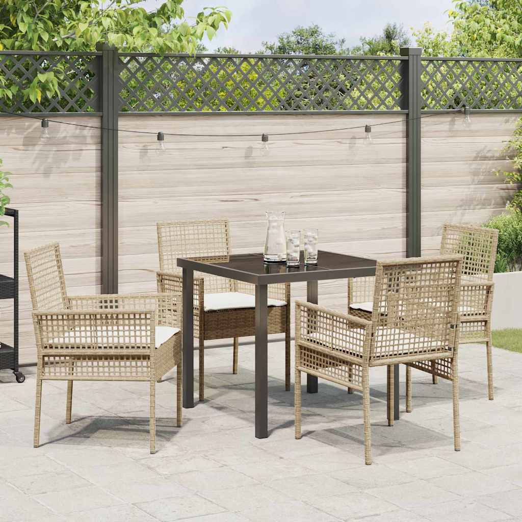 Have Spisebordssæt med pude 5 pcs Beige Poly rattan