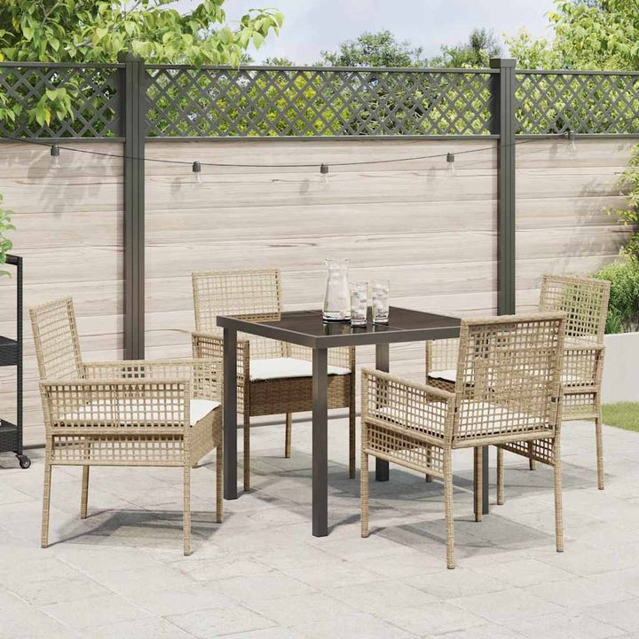 Have Spisebordssæt med pude 5 pcs Beige Poly rattan