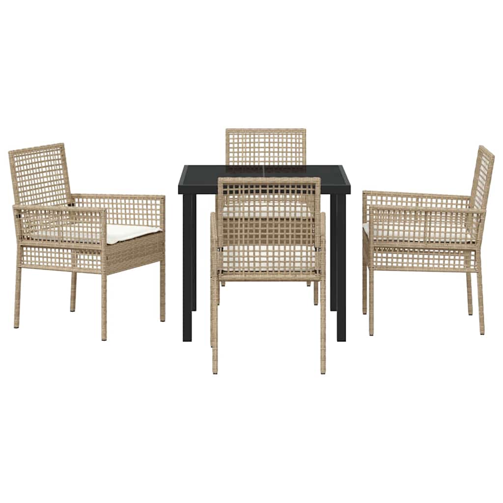 Have Spisebordssæt med pude 5 pcs Beige Poly rattan