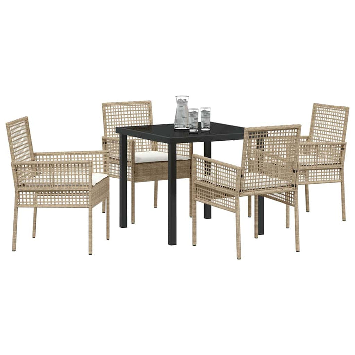 Have Spisebordssæt med pude 5 pcs Beige Poly rattan