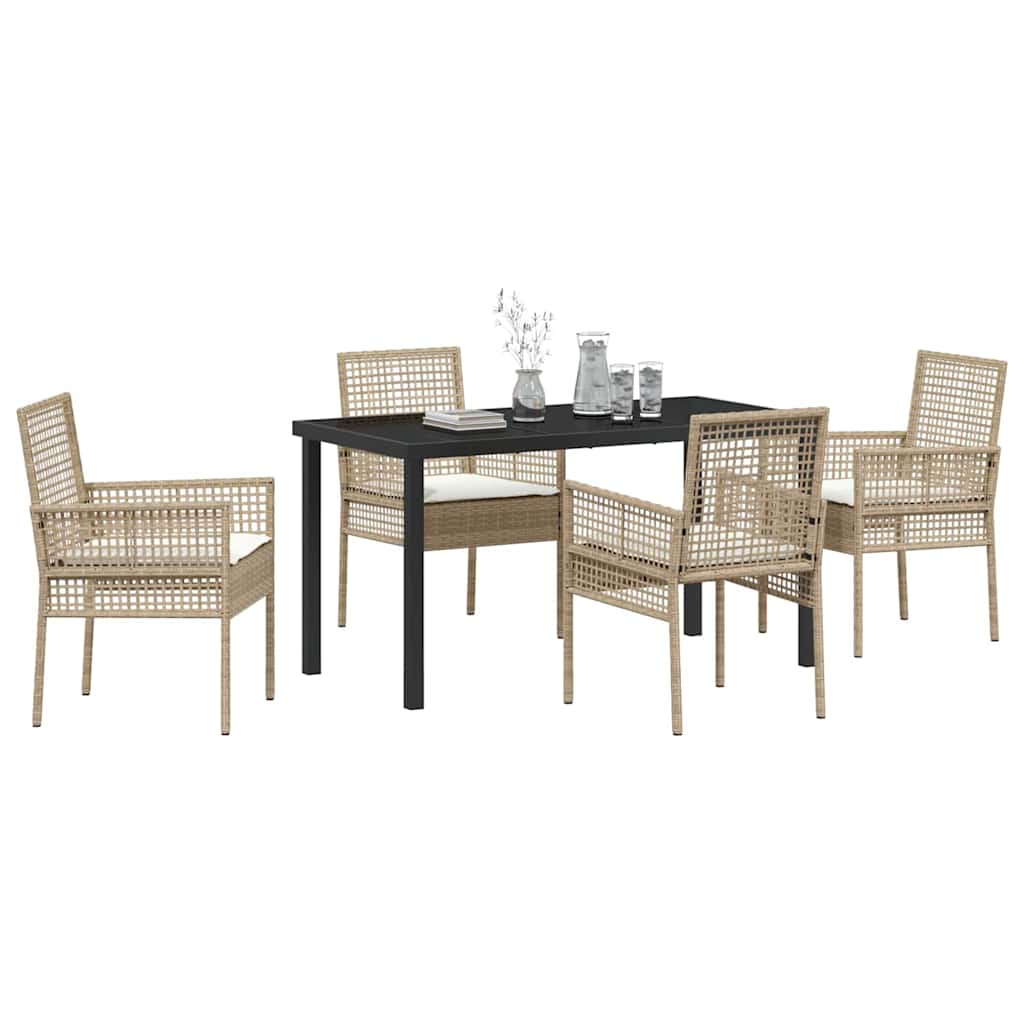 Have Spisebordssæt med pude 5 pcs Beige Poly rattan