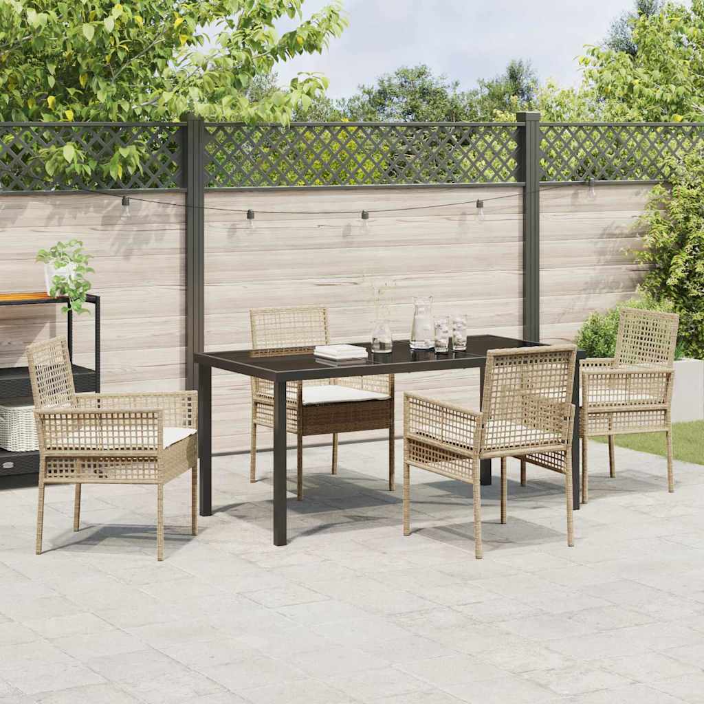 Have Spisebordssæt med pude 5 pcs Beige Poly rattan