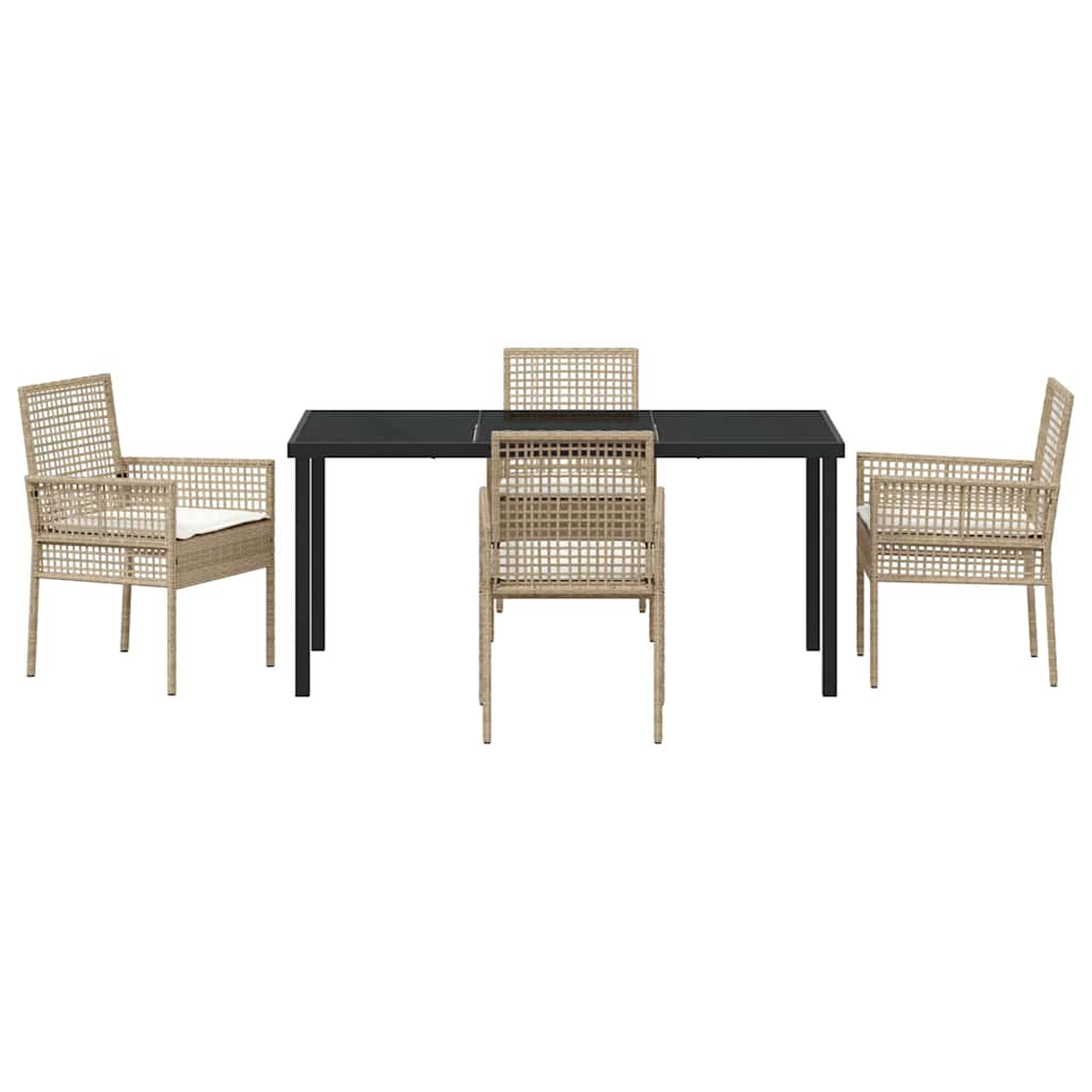 Have Spisebordssæt med pude 5 pcs Beige Poly rattan