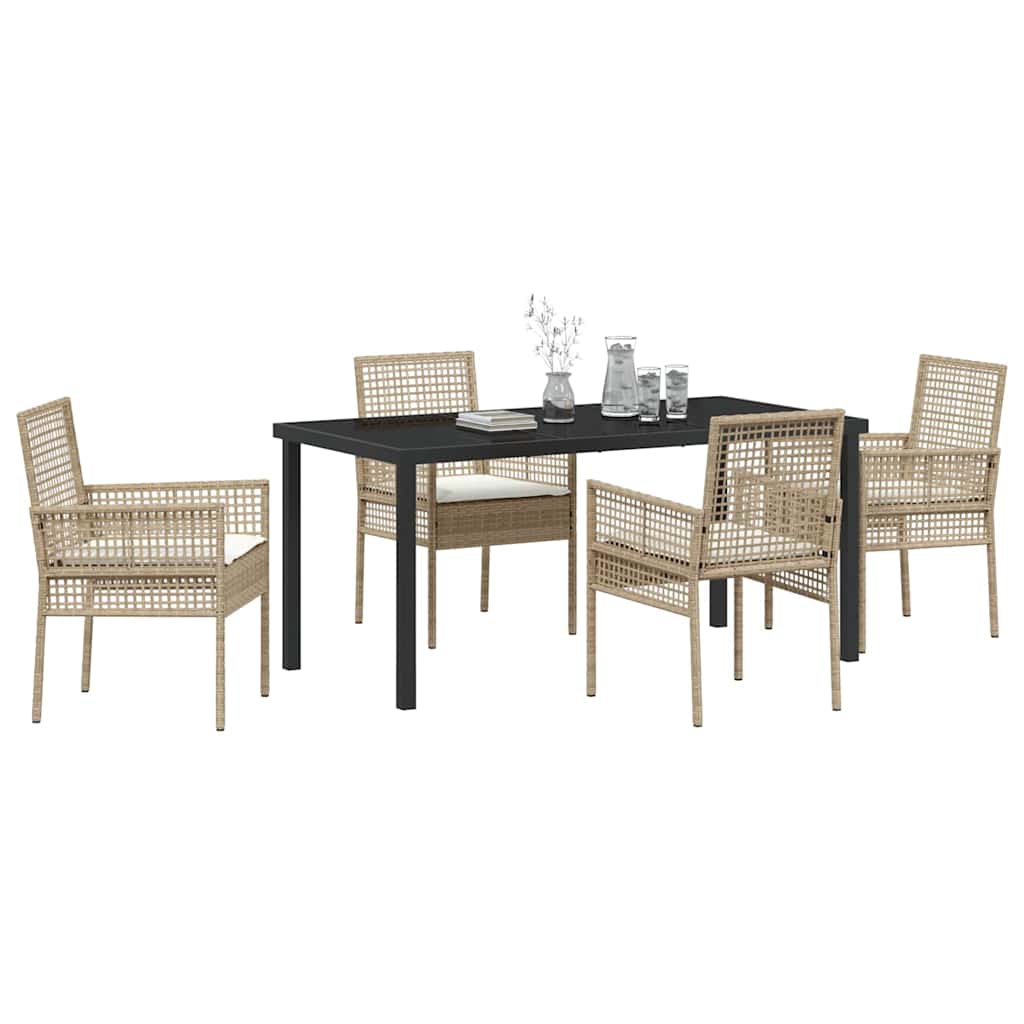 Have Spisebordssæt med pude 5 pcs Beige Poly rattan