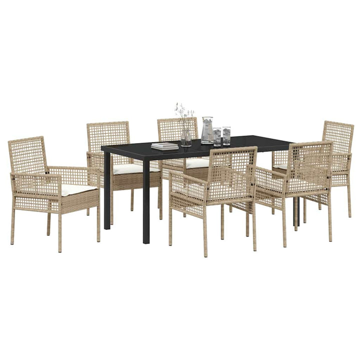 Have Spisebordssæt med pude 7 pcs Beige Poly rattan