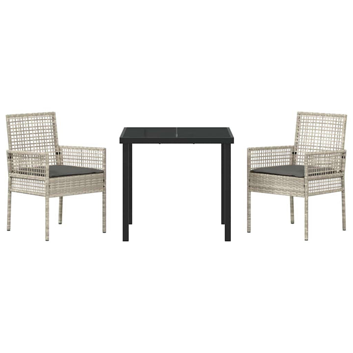 Have Spisebordssæt med pude 3 pcs Lysegrå Poly rattan