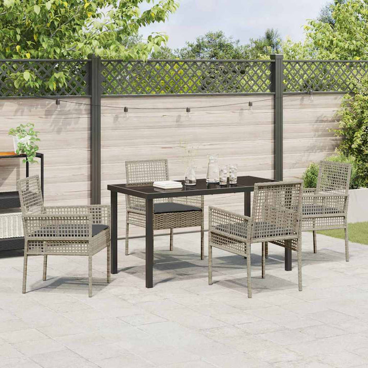 Have Spisebordssæt med pude 5 pcs Lysegrå Poly rattan