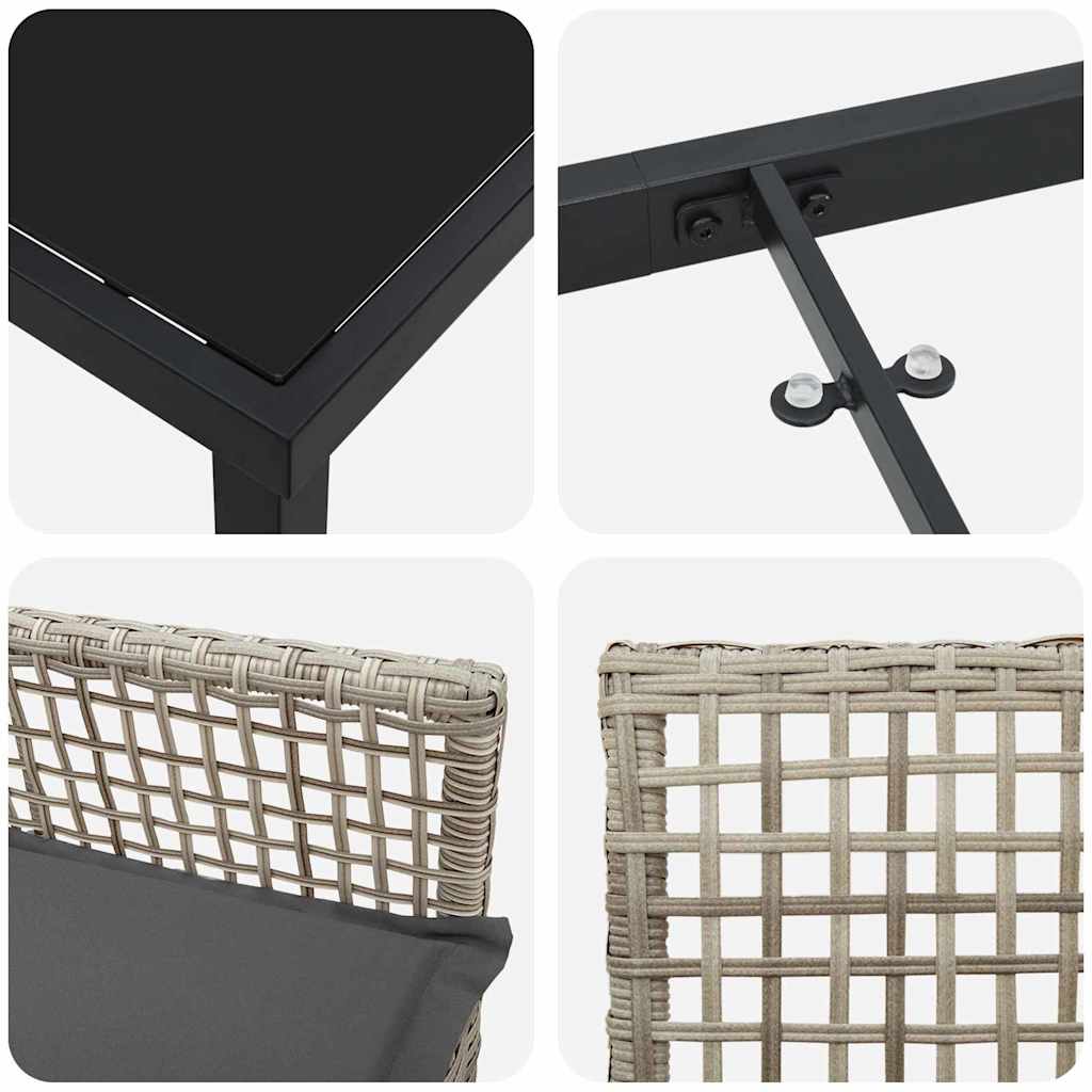 Have Spisebordssæt med pude 5 pcs Lysegrå Poly rattan