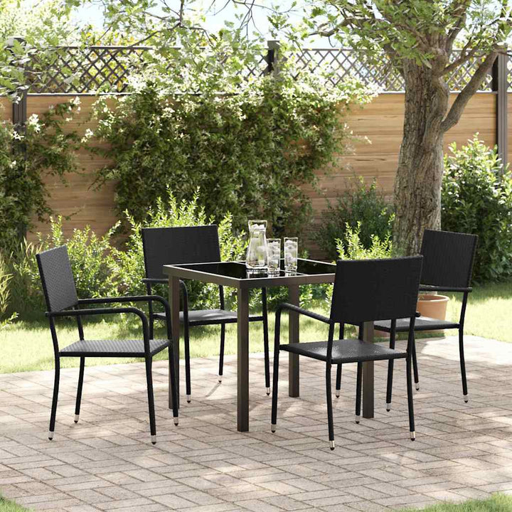 Have Spisebordssæt 5 pcs Sort Poly rattan
